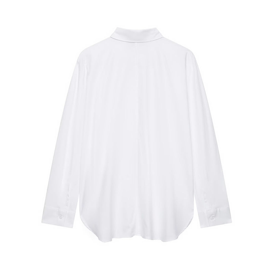Women's shirt blouse with ornamental frog decoration and concealed button placket Mune Fashion