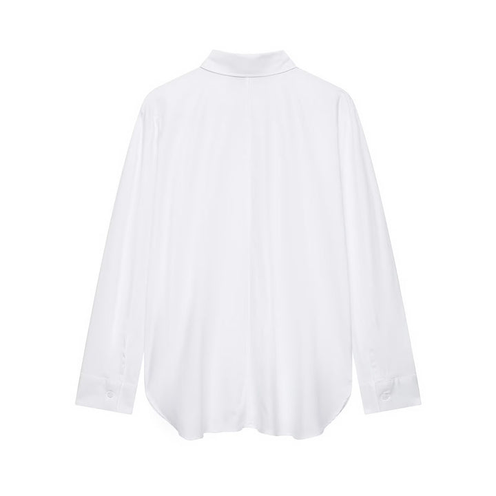 Women's shirt blouse with ornamental frog decoration and concealed button placket Mune Fashion
