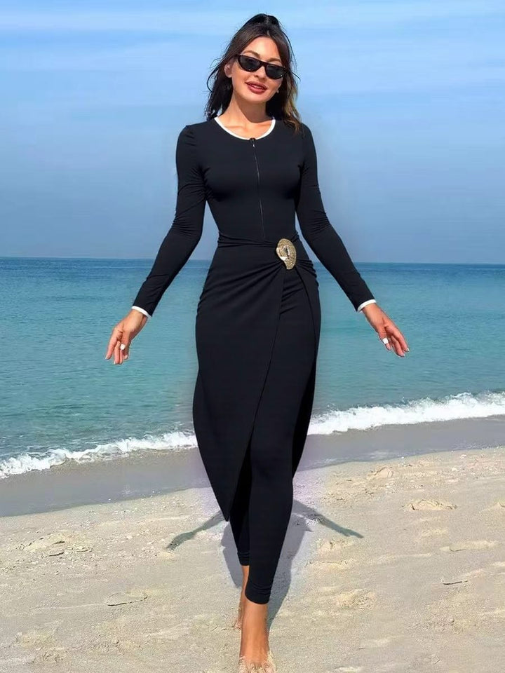 Women's fashionable wrap dress with elegant belt Mune Fashion
