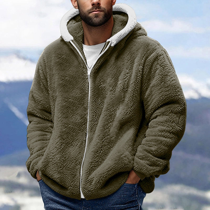 Men's Cozy Teddy Fleece Zip-Up Hoodie with Oversized Fit Mune Fashion