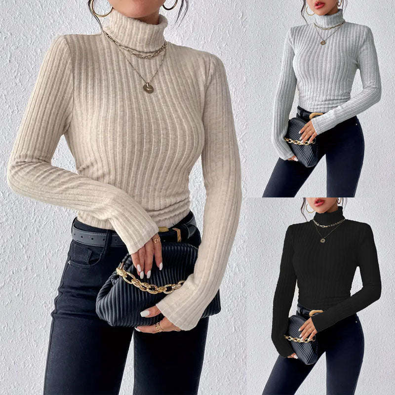 Women's form-fitting ribbed turtleneck sweater with tailored cut Mune Fashion