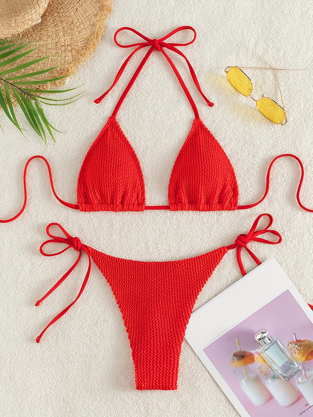 Women Triangle Bikini Set with Adjustable Ties Mune Fashion