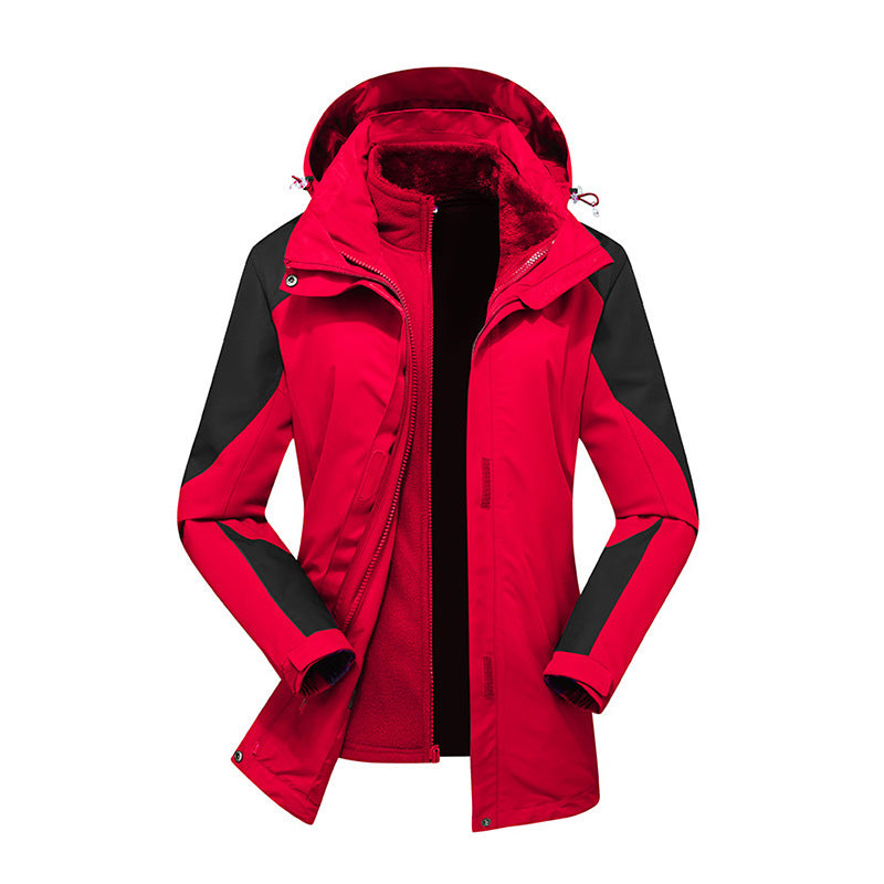 Women's two-layer softshell jacket with removable teddy fleece inner jacket and adjustable hood Mune Fashion