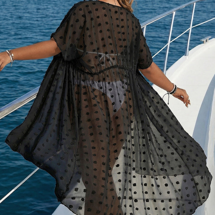 Women's transparent beach cover-up with fashionable lace pattern Mune Fashion