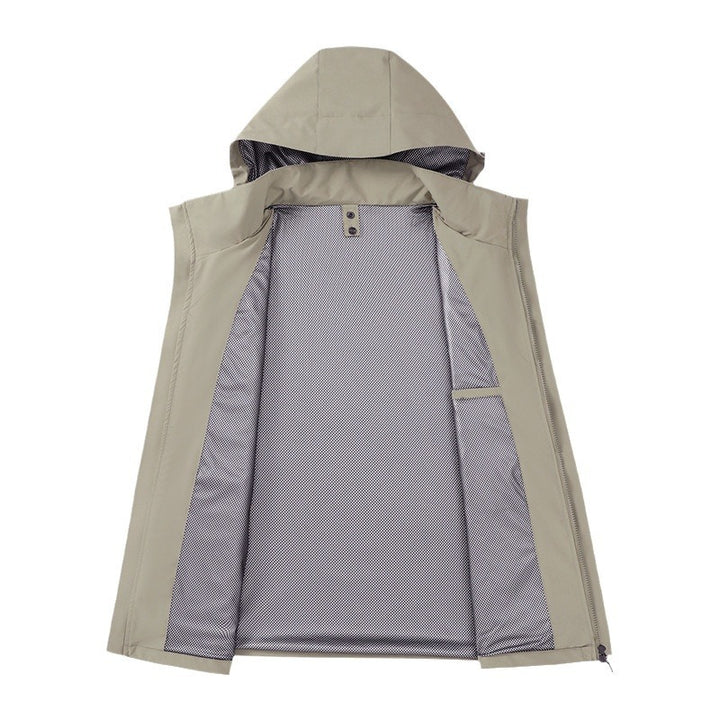 Men Water-Repellent Field Utility Jacket with Hood and Multiple Pockets Mune Fashion