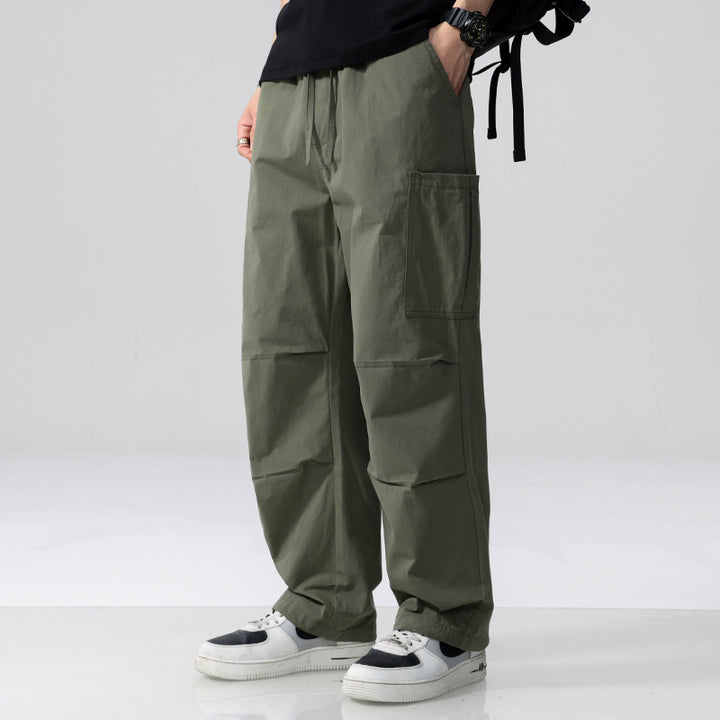 Men's Loose Cargo Pants in Utility Style with Drawstring and Patch Side Pockets Mune Fashion