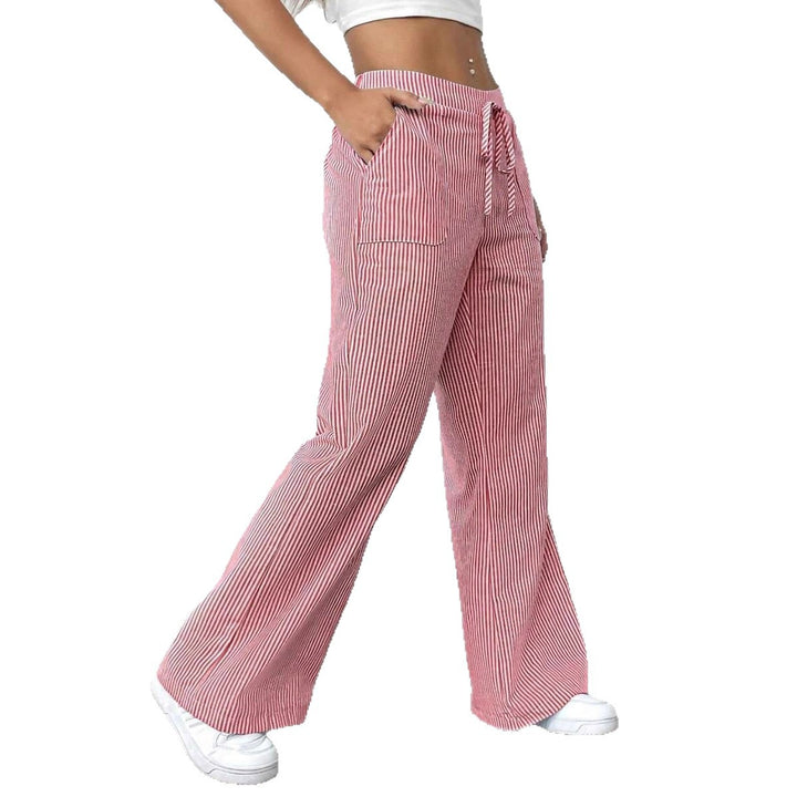 Women wide cotton lounge pants with drawstring and side pockets Mune Fashion