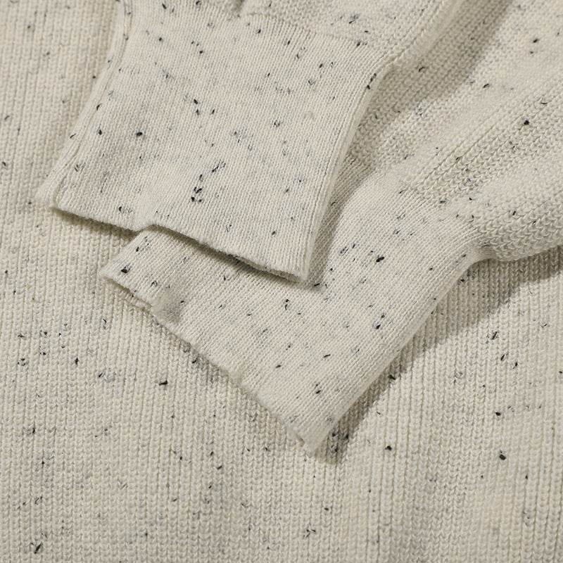 Unisex Large Round Neck Knitted Sweater made of Mélange Yarn with Dropped Shoulder Mune Fashion