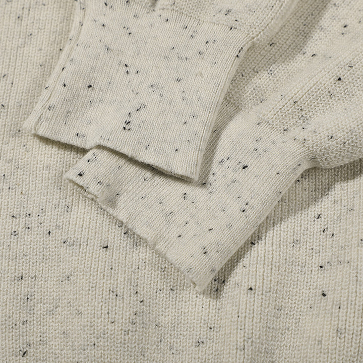 Unisex Large Round Neck Knitted Sweater made of Mélange Yarn with Dropped Shoulder Mune Fashion