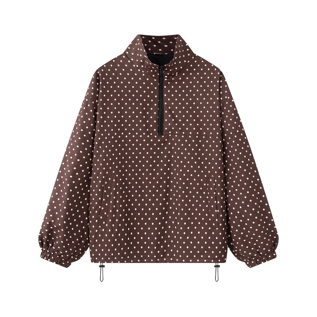 Women's Oversize Rain Anorak with Half Zip, Kangaroo Pocket and Drawstring Hem Mune Fashion