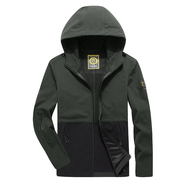 Men's lightweight softshell outdoor jacket with hood, windproof front and functional pockets Mune Fashion