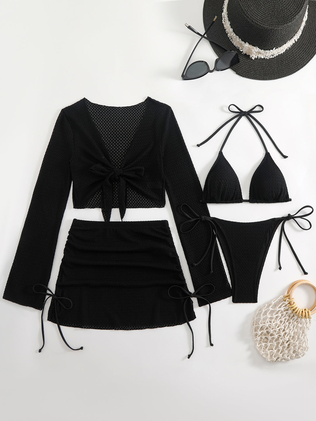 Women's swimsuit set with trendy mesh design and adjustable details Mune Fashion