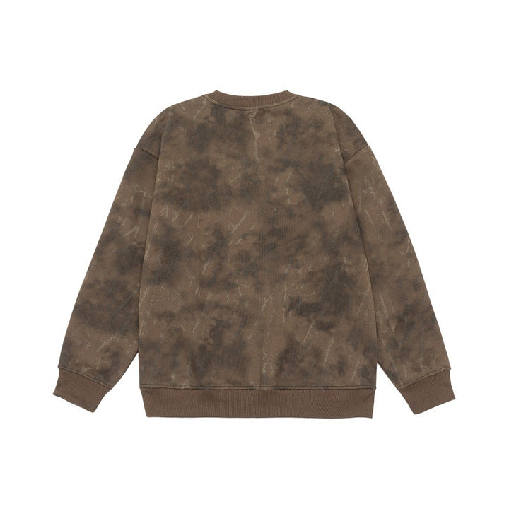 Unisex Oversize Sweatshirt with Vintage Camouflage Look and Ribbed Cuffs Mune Fashion