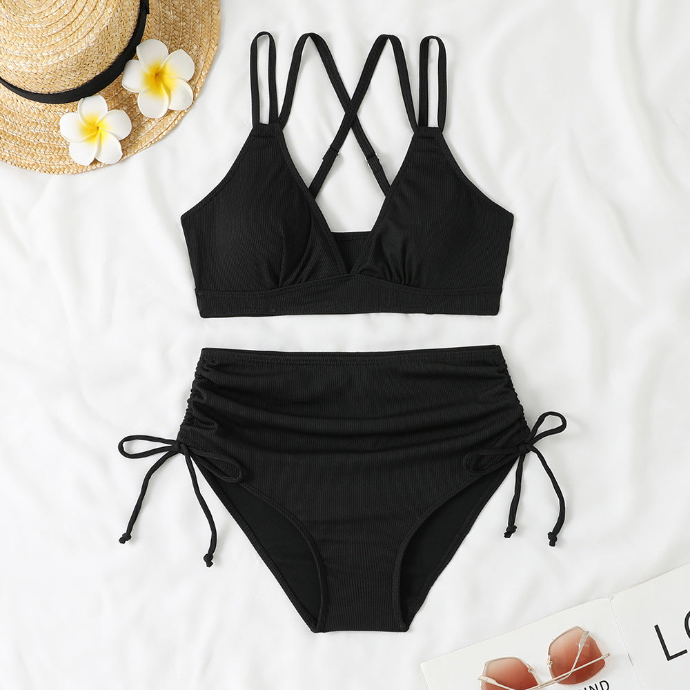 Women's bikini set with adjustable cross straps and high-cut briefs Mune Fashion