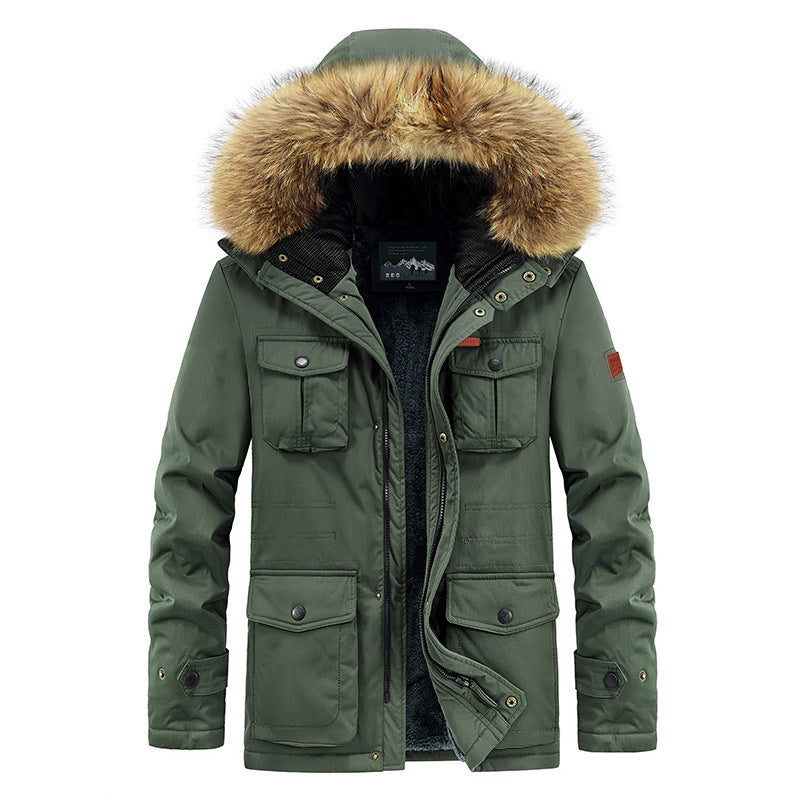Men's winter parka with faux fur hood, quilted thermal lining, and multiple pockets Mune Fashion