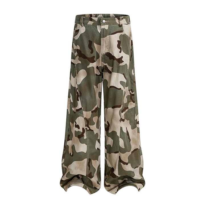 Women's wide cargo culotte pants in loose fit with knee patch and elastic waistband Mune Fashion