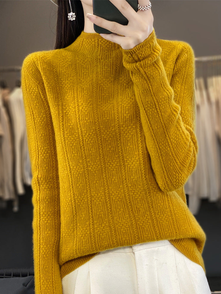 Women's Structured Mockneck Sweater Made of Cashmere-like Wool Blend Mune Fashion