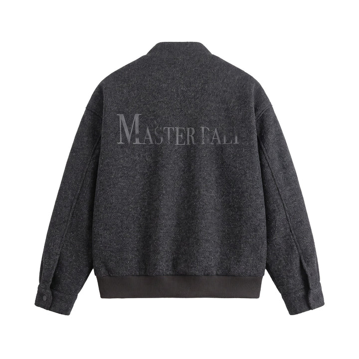 Men's Short Boxy Wool Mix Bomber with Stand-Up Collar and Ribbed Hem Mune Fashion