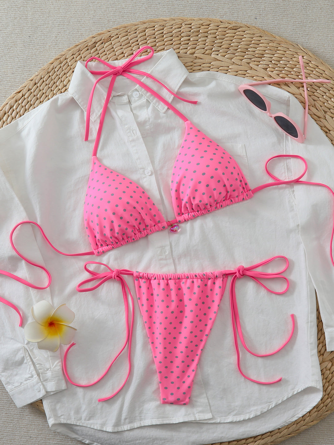 Women Triangle Bikini with playful dots and adjustable straps Mune Fashion