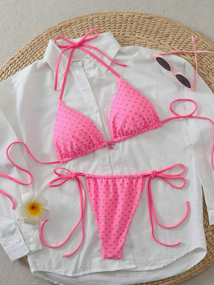 Women Triangle Bikini with playful dots and adjustable straps Mune Fashion