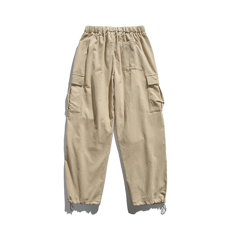 Men's Baggy Cargo Pants with Elastic Waistband, Utility Pockets and Drawstring Closure Mune Fashion