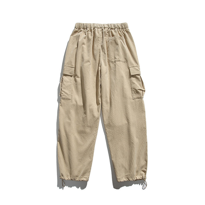 Men's Baggy Cargo Pants with Elastic Waistband, Utility Pockets and Drawstring Closure Mune Fashion