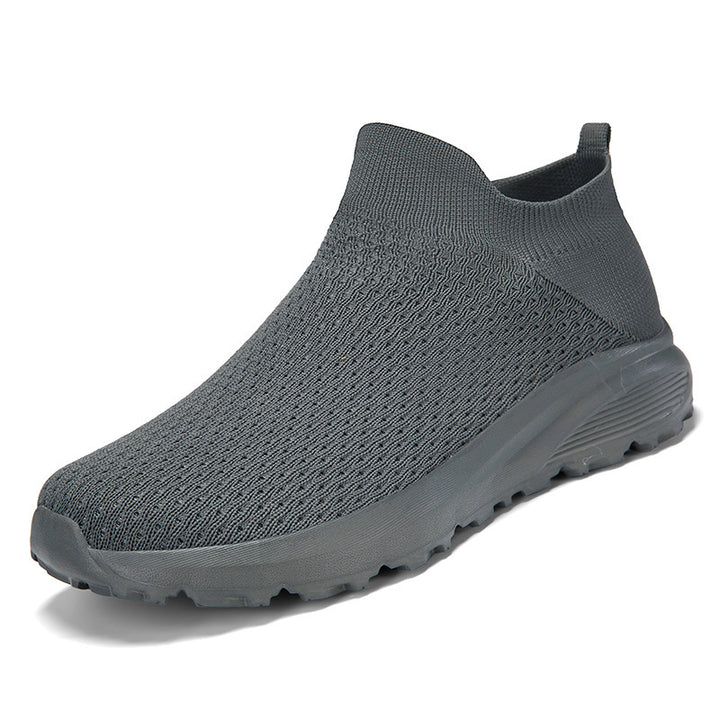 Unisex nan elastic knit slip-on shoe with contoured viscoelastic insole and slip-resistant shock-absorbing outsole Mune Fashion