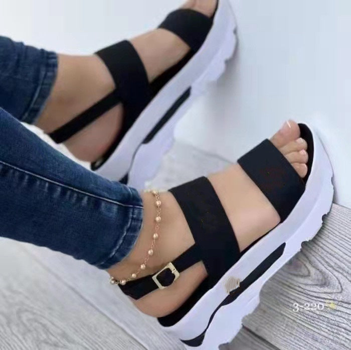 Women's sporty platform sandal with double strap adjustable heel closure and padded comfort footbed Mune Fashion