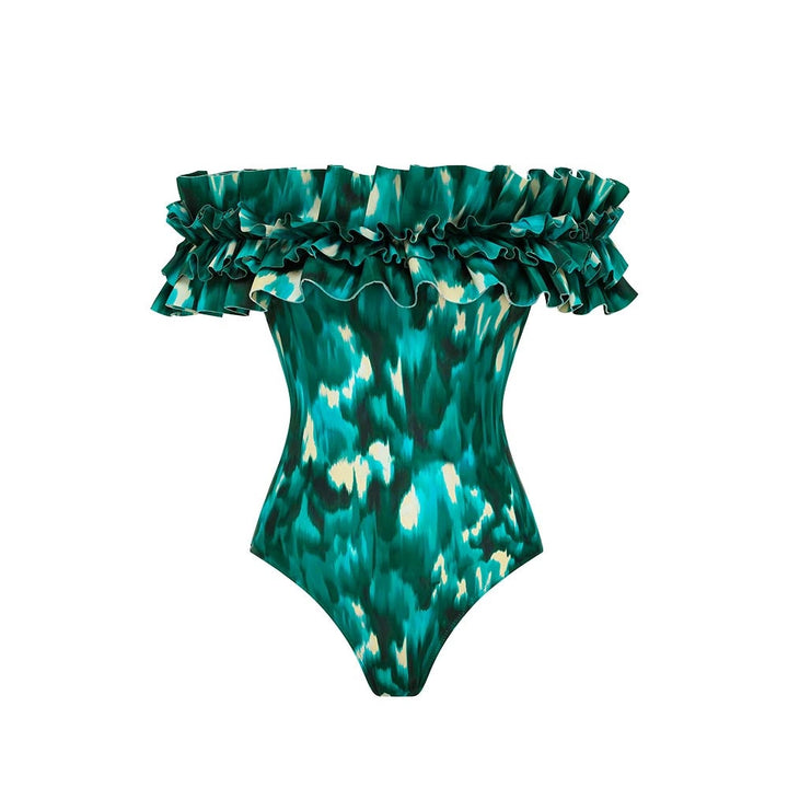 Women One-Piece Swimsuit with Sophisticated Cut-Out Design and Decorative Jewelry Mune Fashion