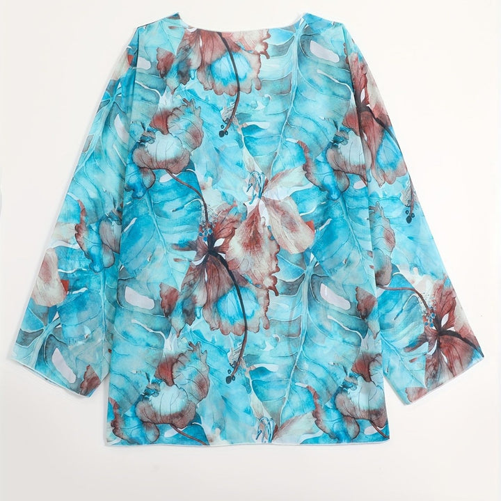 Women's transparent beach top with floral pattern Mune Fashion