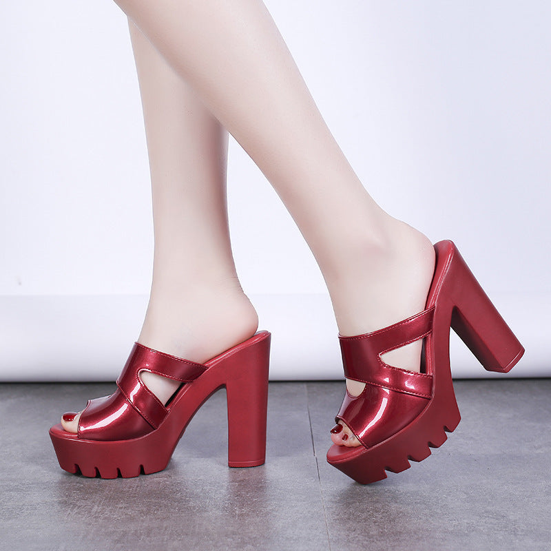 Ladies nan Glamour mule with profiled platform, open toe area and sculptural block heel Mune Fashion