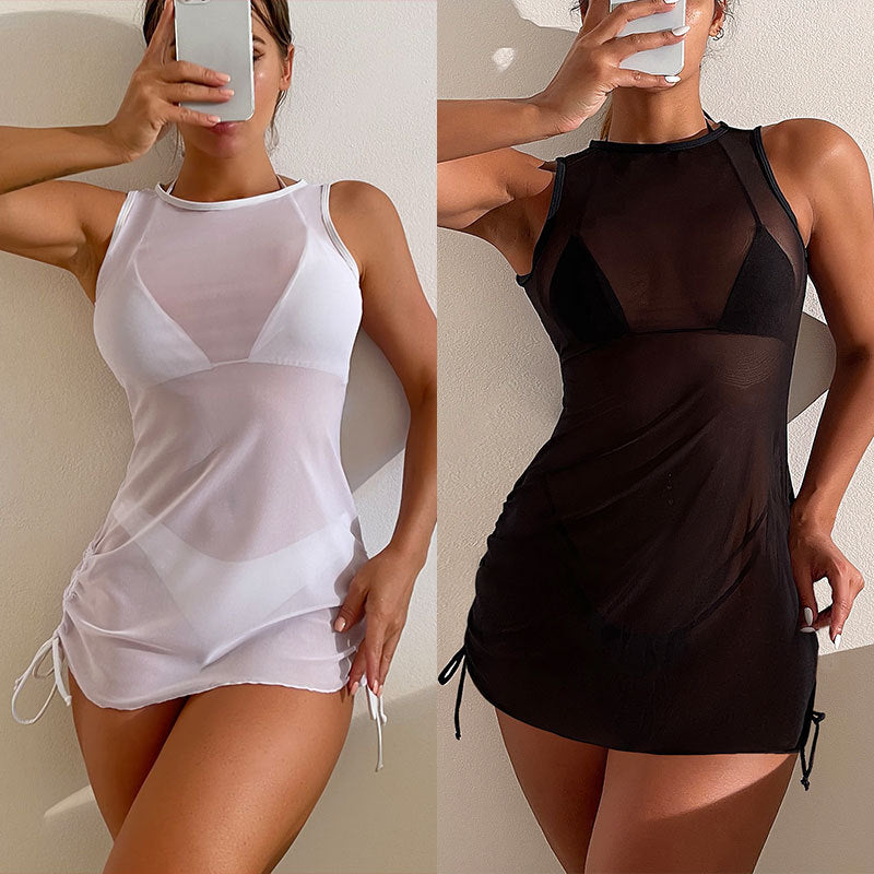 Women transparent beach dress with ties Mune Fashion