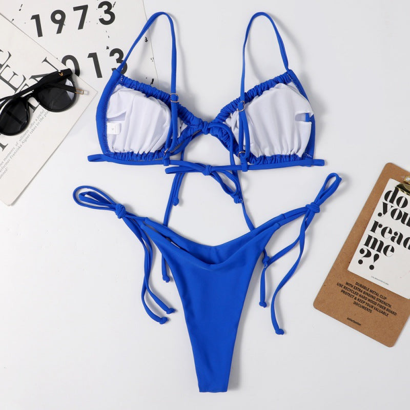 Women's bikini set with adjustable tie straps and fashionable leopard print Mune Fashion