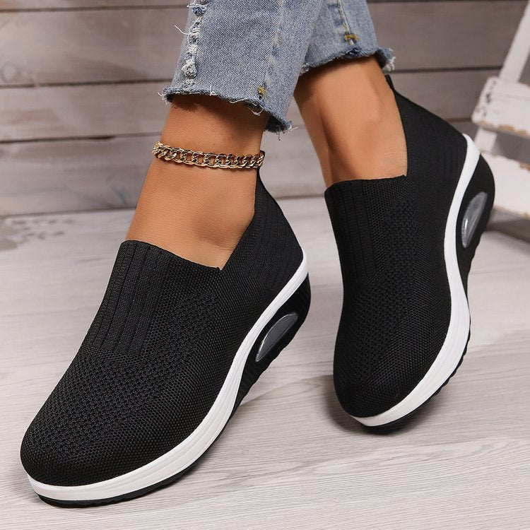 Women's elastic knit slippers with ergonomic wedge sole and visible air cushion capsule Mune Fashion