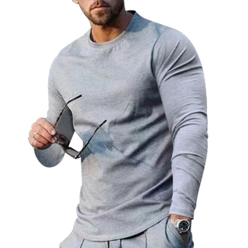 Men's fitted long-sleeve shirt made of cotton stretch with a round neckline and body-hugging fit Mune Fashion