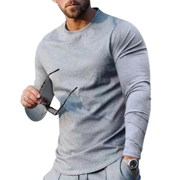 Men's fitted long-sleeve shirt made of cotton stretch with a round neckline and body-hugging fit Mune Fashion