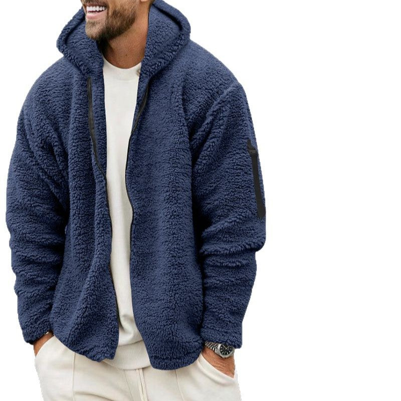 Men's Nano Teddy-Fleece Zip Jacket with Hood, Concealed Two-Way Zipper and Arm Pocket Mune Fashion