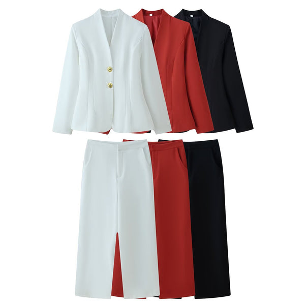 Women's culotte pants with high waist, wide leg, and center front seam slit Mune Fashion