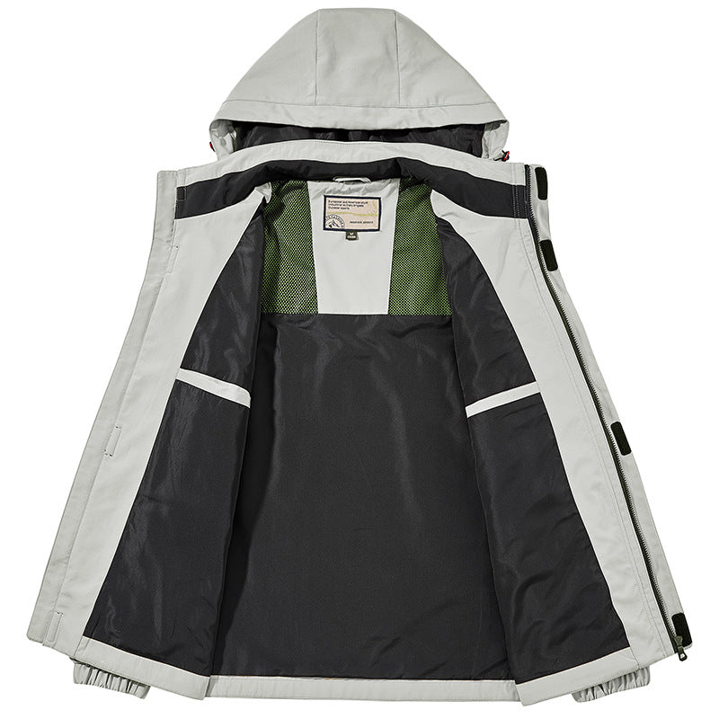Men's Lightweight Water-Resistant Windbreaker with Hood and Multiple Pockets Mune Fashion