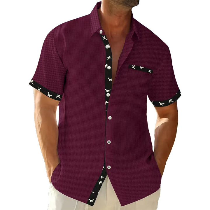 Men's structured short-sleeve shirt with chest pocket and contrast trim Mune Fashion
