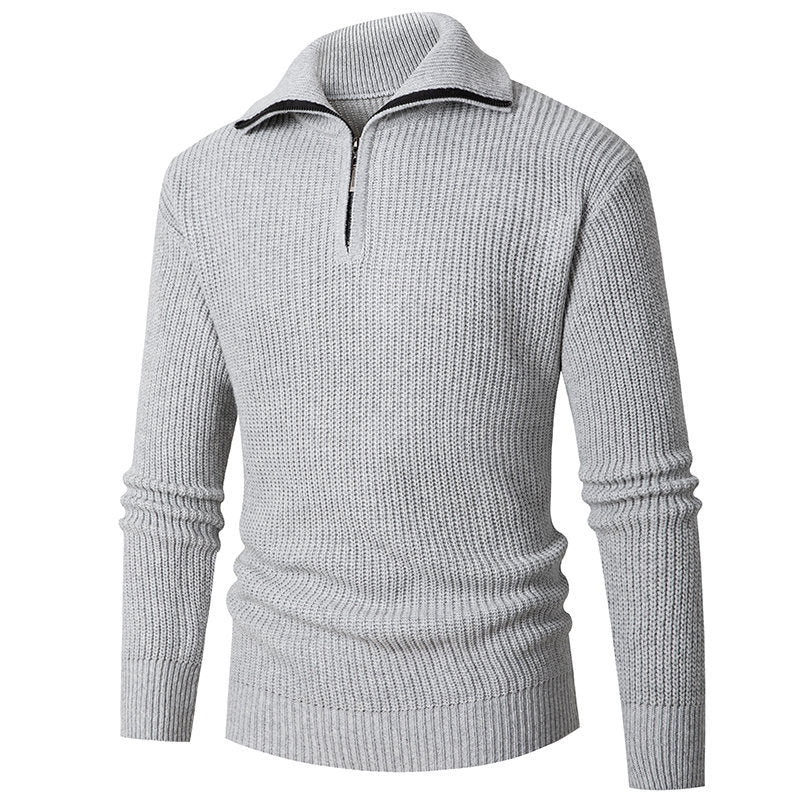 Men's coarse structure half-zip mock neck pullover made of thermoregulating cotton blend Mune Fashion