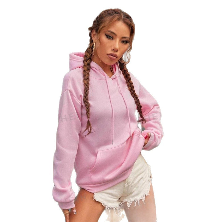 Women's cropped oversized hoodie with dropped shoulder, kangaroo pocket and fleece-lined interior Mune Fashion