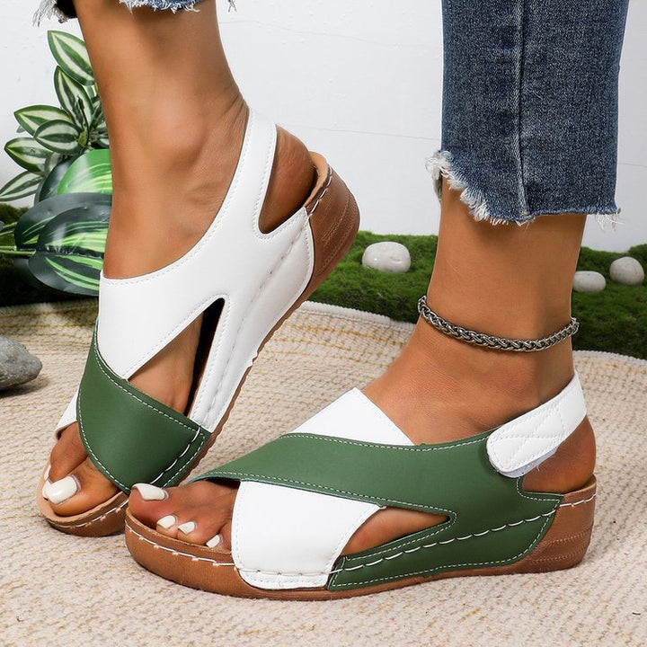 Women Cross-Strap Comfort Sandals with Velcro Closure Mune Fashion