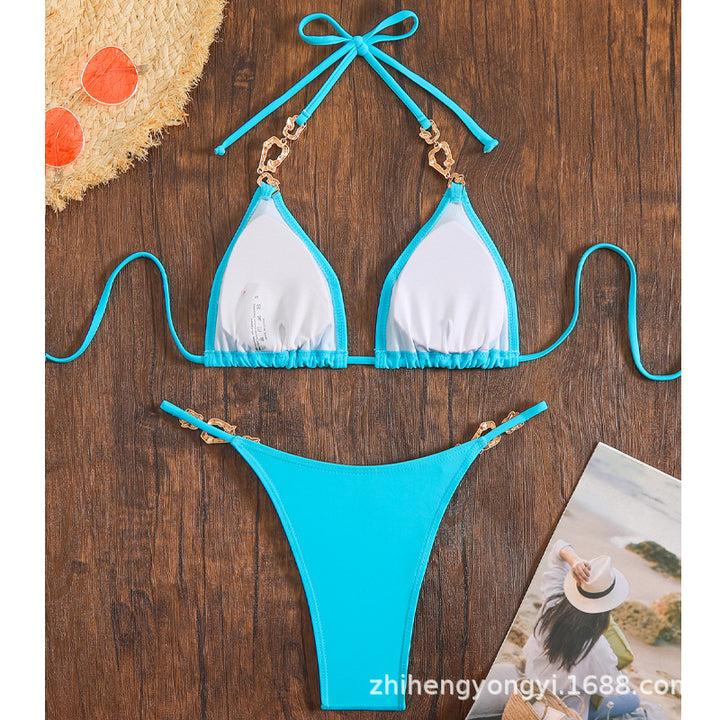 Women's Triangle Bikini with Shimmering Pendants Mune Fashion