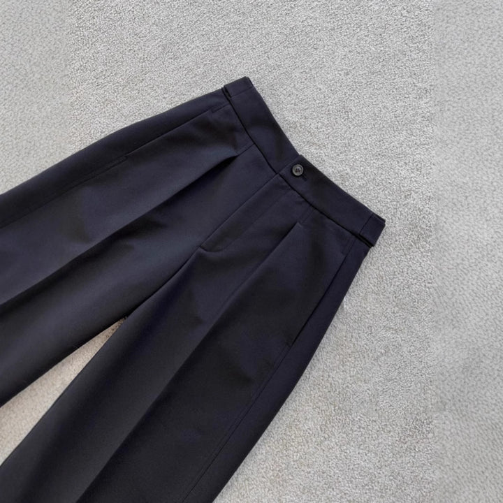 Women Elegant Wide Fabric Pants with Pleats Mune Fashion