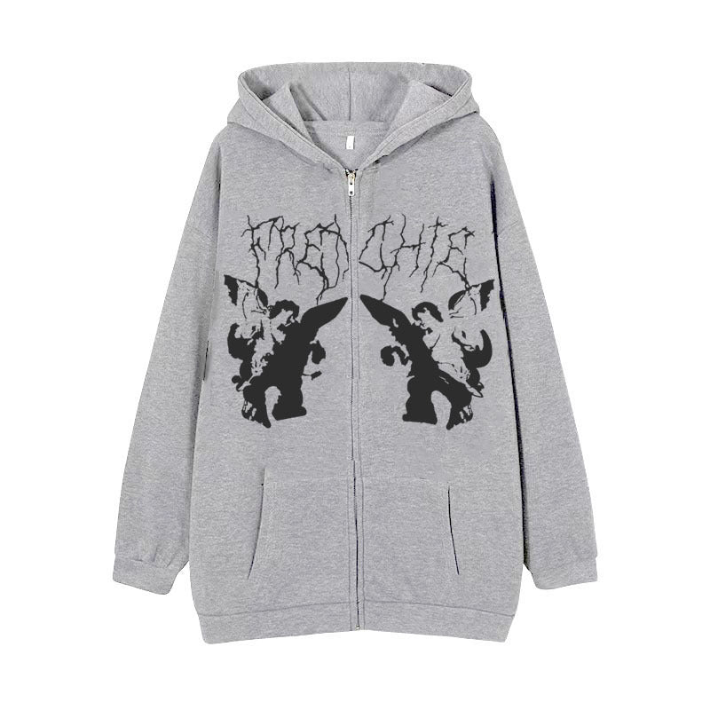 Women's hoodie jacket with full zipper and ribbed heart print Mune Fashion