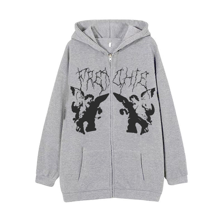 Women's hoodie jacket with full zipper and ribbed heart print Mune Fashion