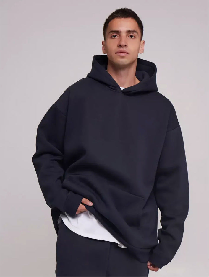 Men's heavy fleece boxy hoodie with deep shoulder drop reinforced hood and kangaroo pocket Mune Fashion