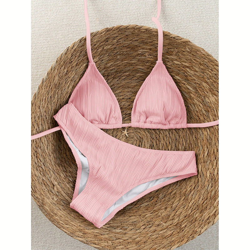 Women Triangle Bikini with fine ribbed design Mune Fashion
