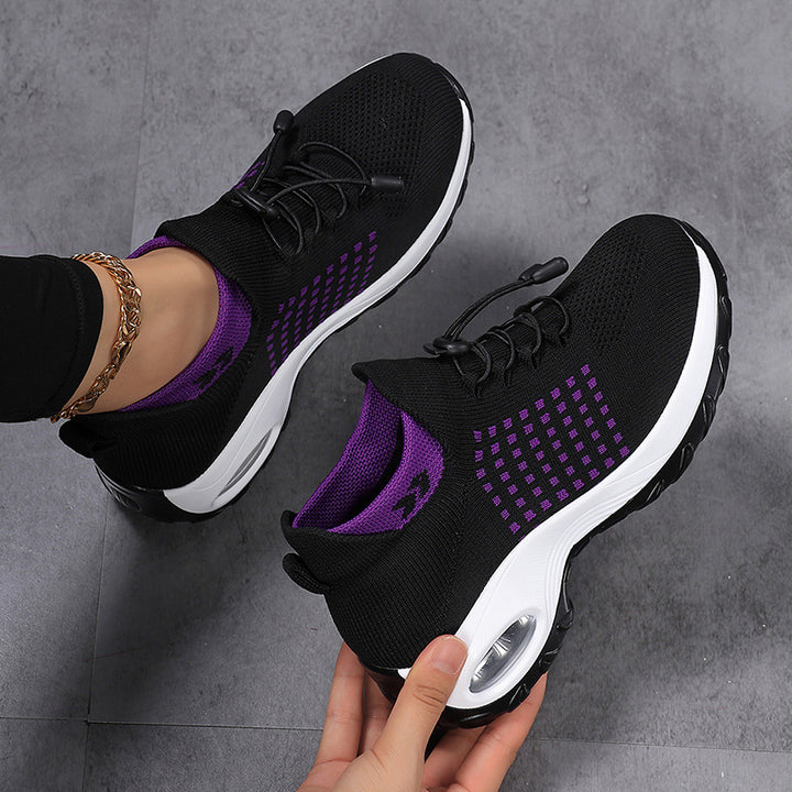 Women's breathable knitted platform sneakers with air cushion support and elastic shaft Mune Fashion